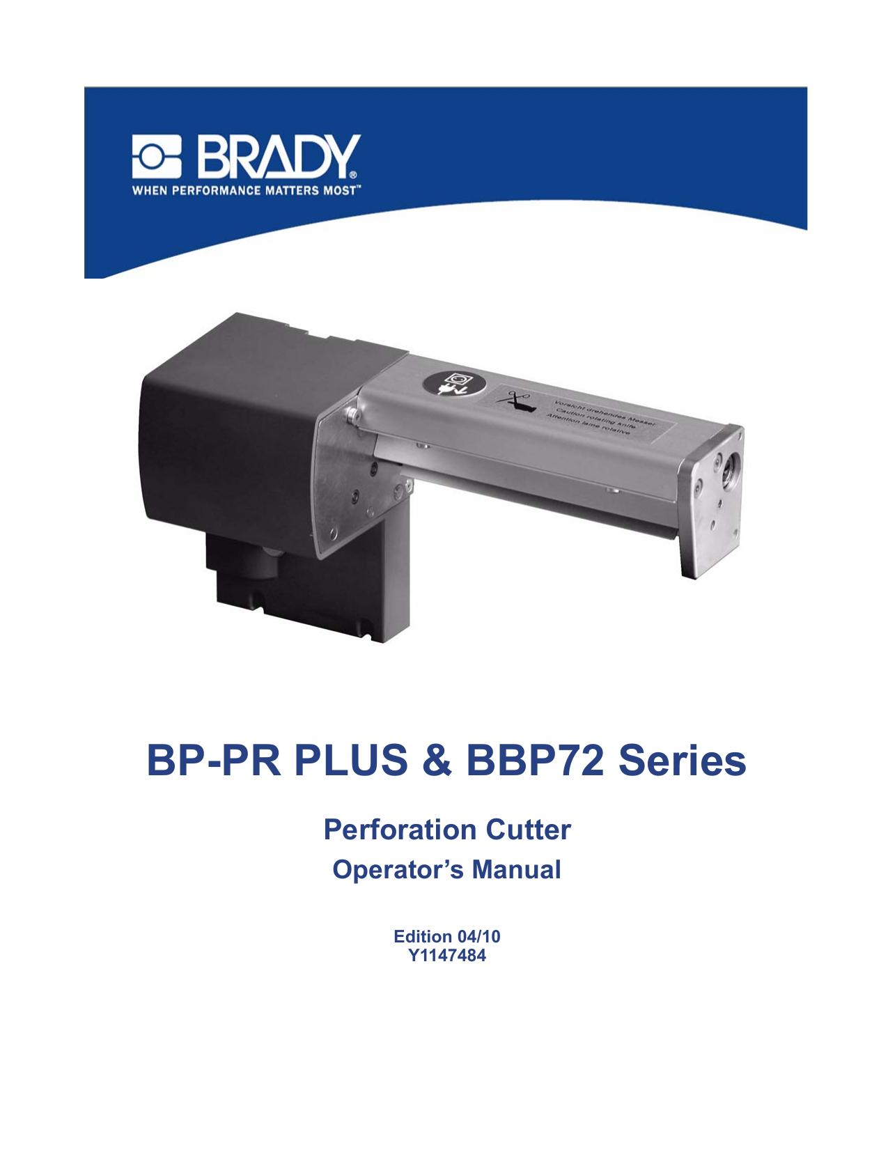 Brady BBP72 Series Operator`s manual | Manualzz