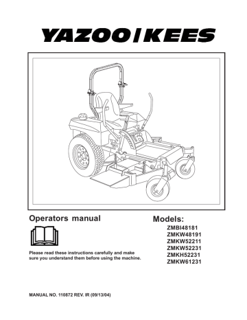 Yazoo/Kees ZMKH52231 Operating instructions | Manualzz
