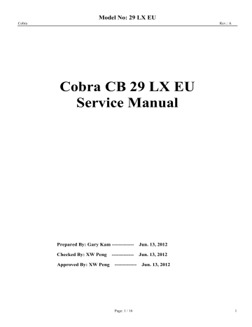 User manual | Cobra CB 29 LX EU Service Manual | Manualzz