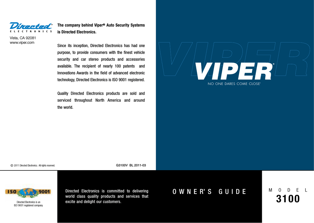 Viper 3100 User Manual Manualzz Com