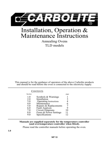 Carbolite TLD Operating instructions | Manualzz