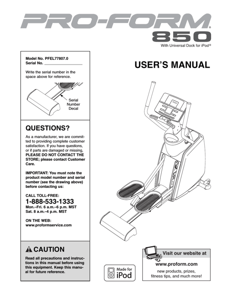 proform hybrid trainer manual pdf