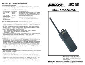Ritron Jobcom JBX-151 User manual | Manualzz