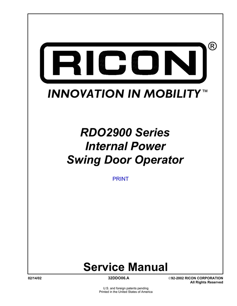 Ricon RDO2900 Series Service manual | manualzz.com ricon s series wiring diagram 