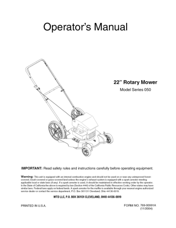 MTD 11A-054D731 Operator`s manual | Manualzz