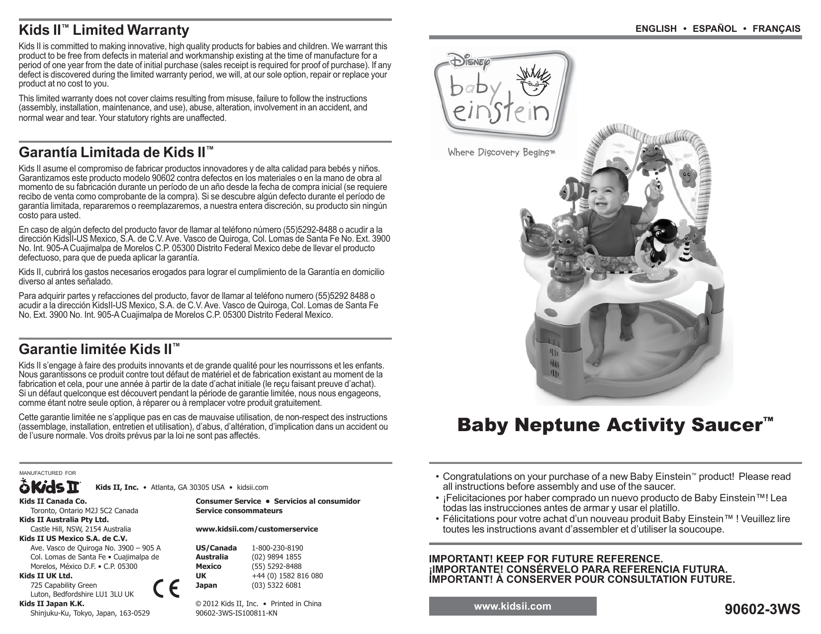 Baby Einstein Baby Neptune Activity Saucer Operating Instructions Manualzz