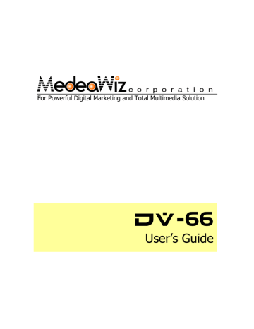 User's Guide | MedeaWiz DV-66 User`s guide | Manualzz
