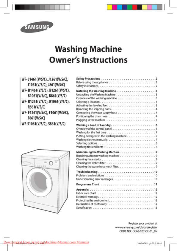 Samsung Wf J144a User Manual Manualzz