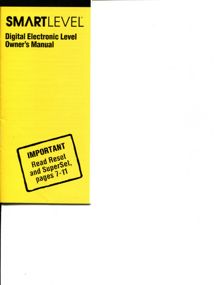 Wedge Innovations SmartLevel Owner`s manual Manualzz