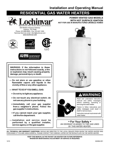 American Water Heater Power Flex 50-60K BTU Instruction manual | Manualzz