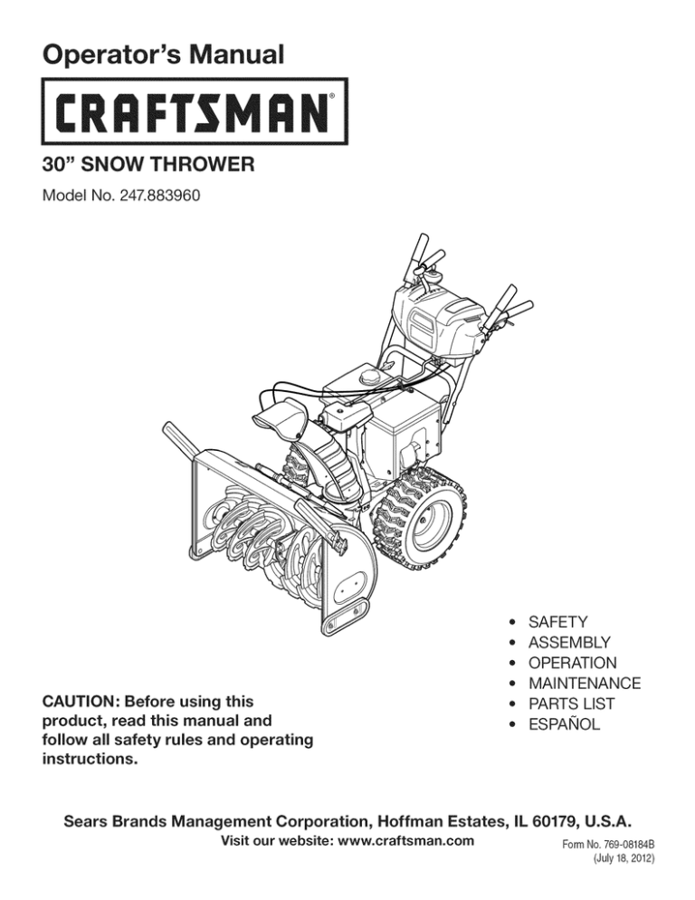 Craftsman 247.883960 User manual | Manualzz