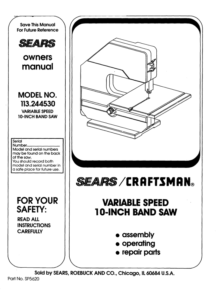 Sears Craftsman 10 Inch Band Saw Parts Reviewmotors.co
