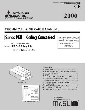 Mitsubishi Electric Mr Slim Ped 2eja1 Uk Service Manual Manualzz