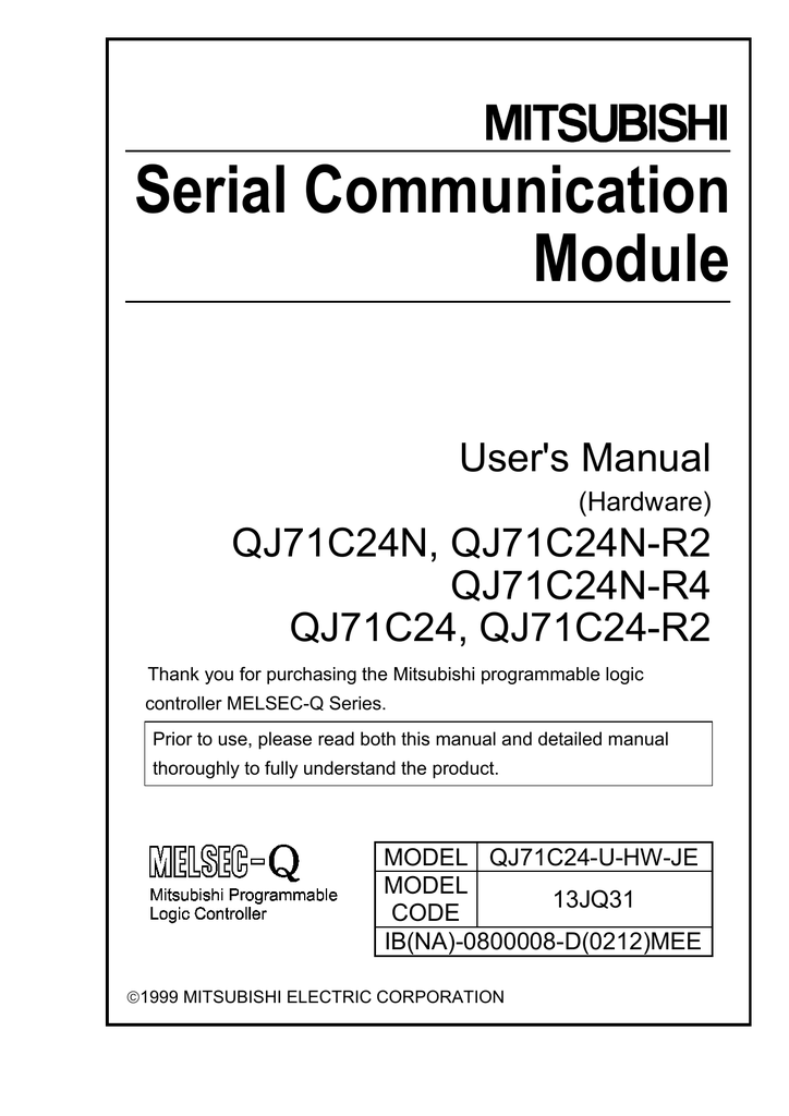 Mitsubishi QJ71C24/-R2 User`s Manual | Manualzz