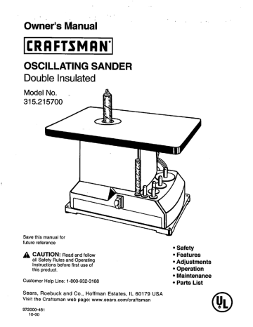 craftsman oscillating spindle sander
