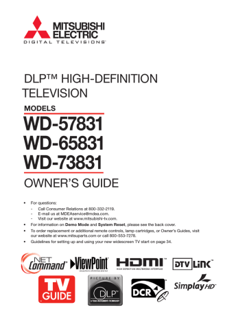 Mitsubishi WD-57831 Specifications | Manualzz