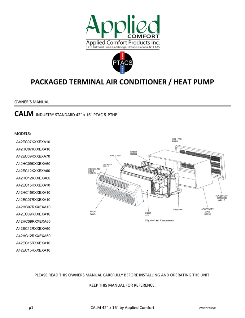 Packaged Terminal Air Conditioner Heat Pump Manualzz