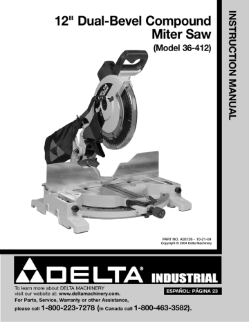 DELTA 36-412 Miter Saw Instruction Manual | Manualzz