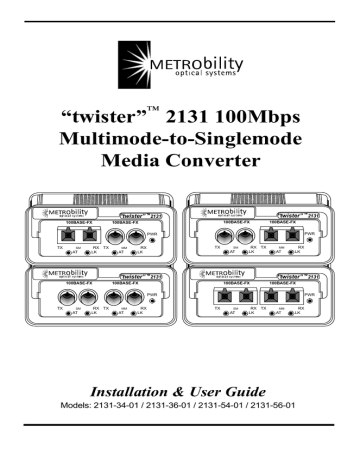 METRObility Optical Systems 2131-54-01 User guide | Manualzz