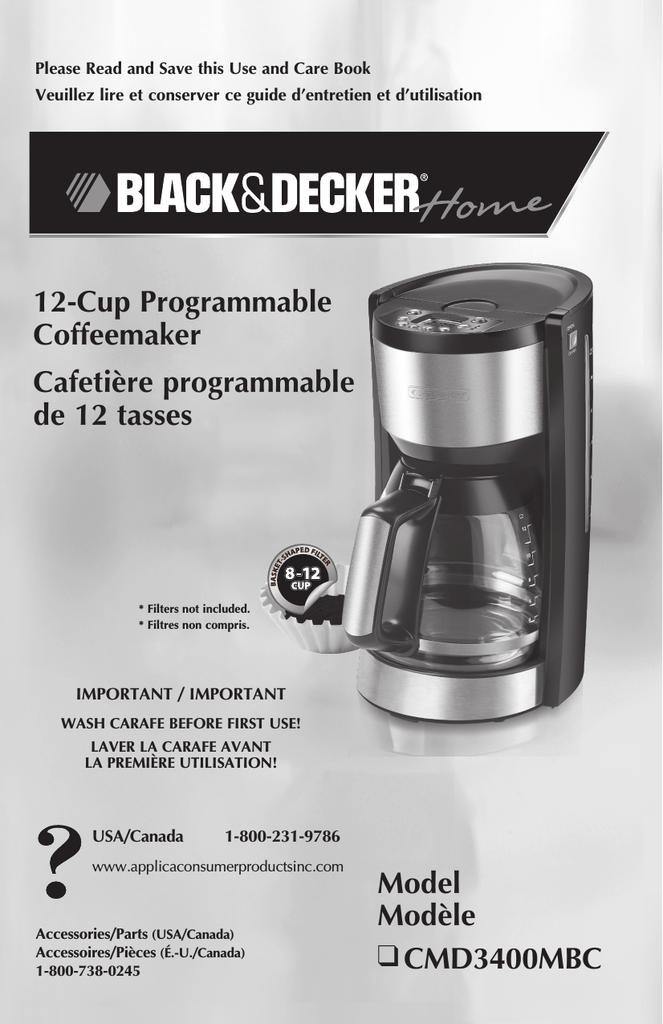 BLACK+DECKER Coffee Maker Programmable 12 Cup DCM100BC Black