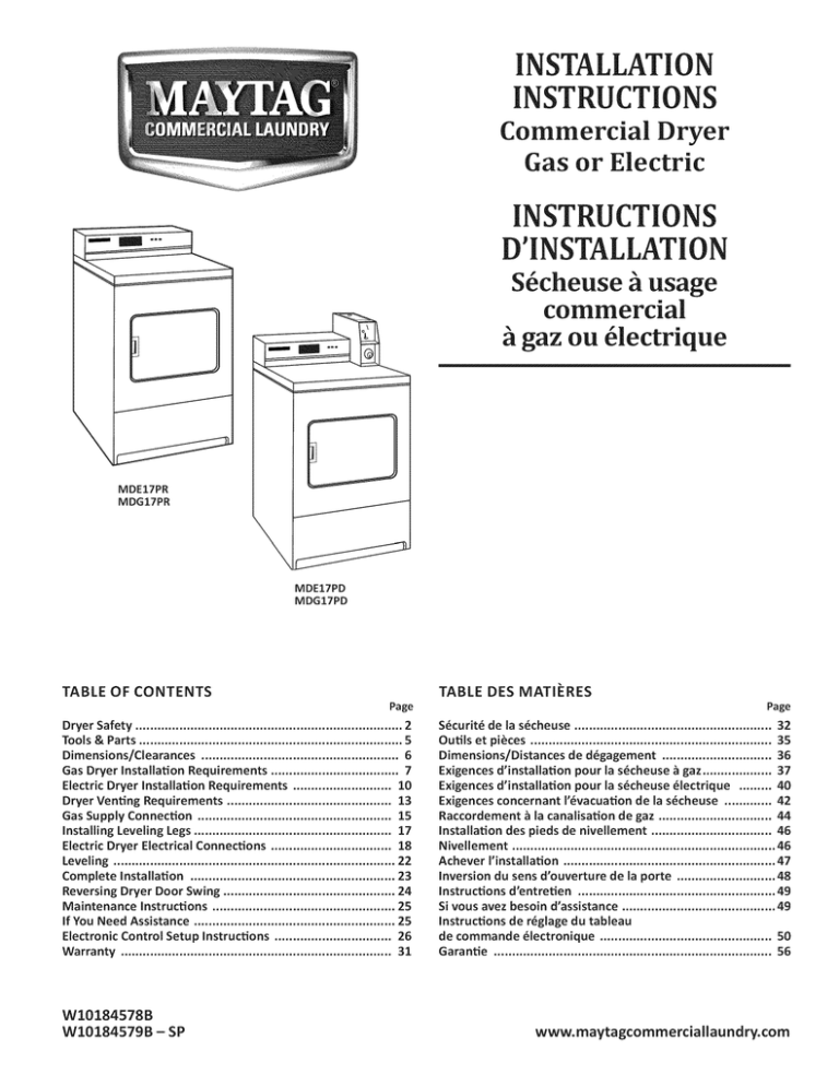 Maytag MDE17PR Specifications Manualzz