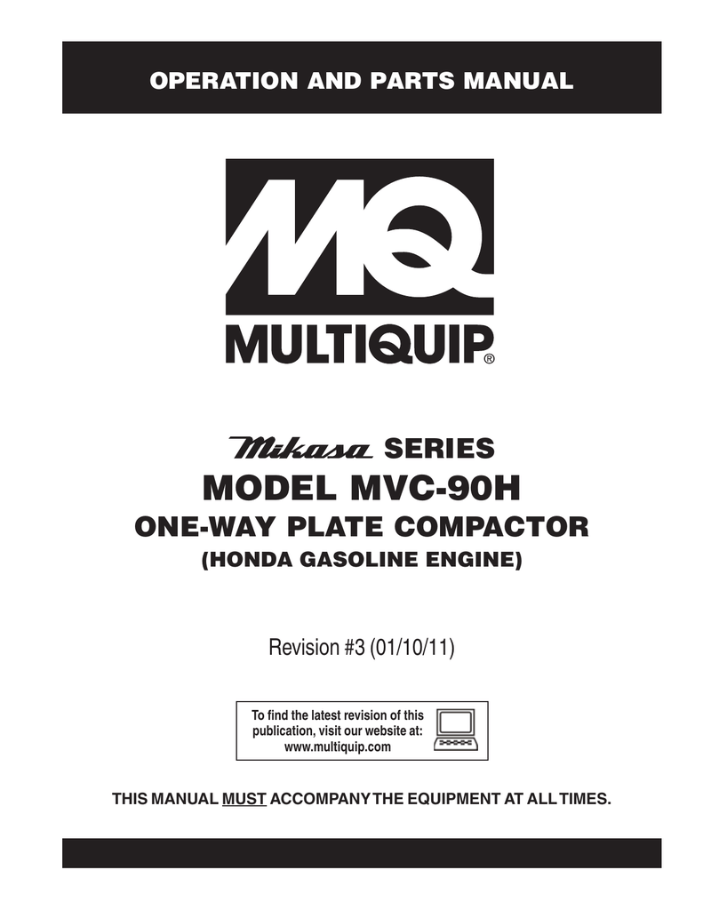 MULTIQUIP Mikasa MVC-90L Specifications  Manualzz