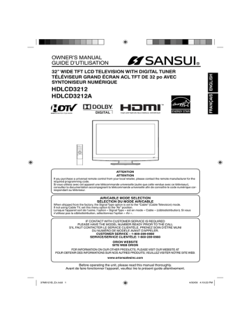 Sansui HDLCD3212A Owner`s manual | Manualzz
