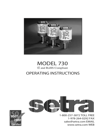 Setra Model 730 Capacitance Manometer Operating Instructions | Manualzz