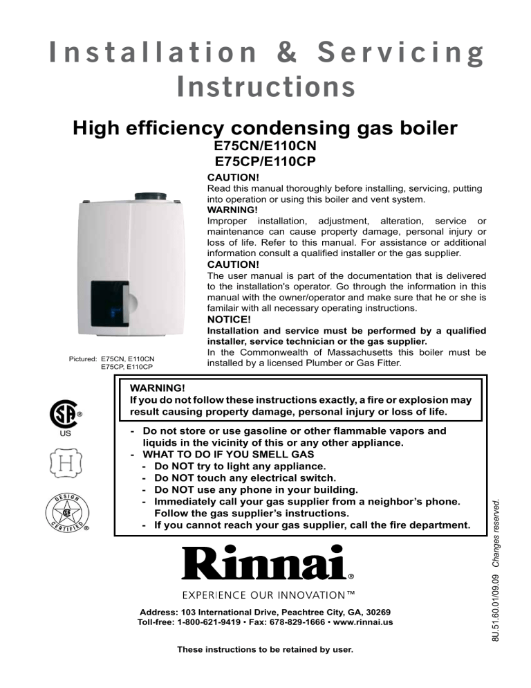 Rinnai E75CP User manual | Manualzz