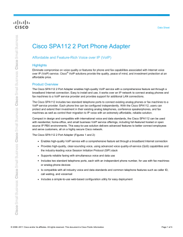 User manual | Cisco SPA112 2 Port Phone Adapter | Manualzz