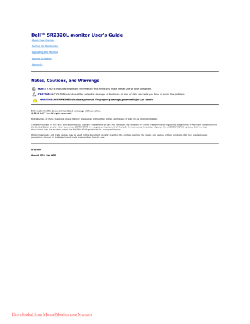 Dell SR2320L Specifications | Manualzz