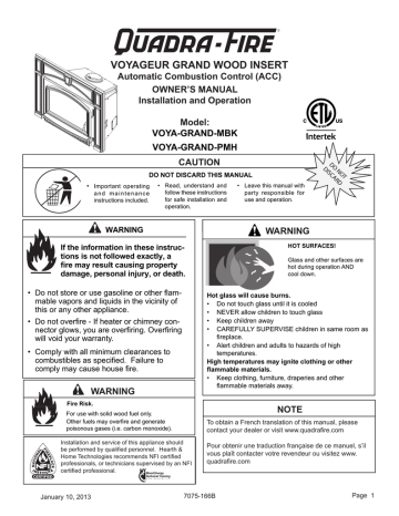 Owner's manual | Quadra-Fire 1100-I Owner`s manual | Manualzz