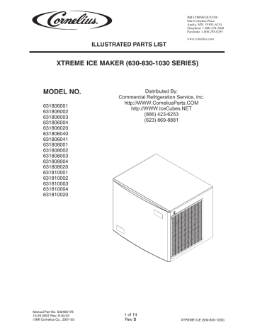 Cornelius | 1000-Series | User manual | XTREME ICE MAKER (630-830 | Manualzz