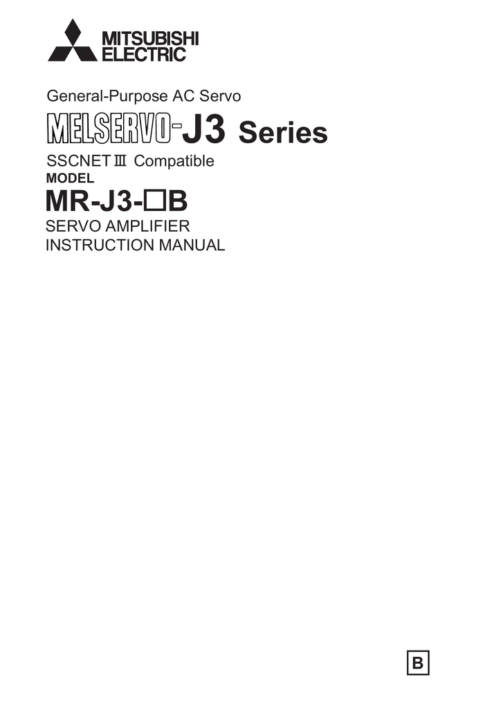 Mitsubishi Melservo-J3 Series MR-J3-B Instruction manual | Manualzz