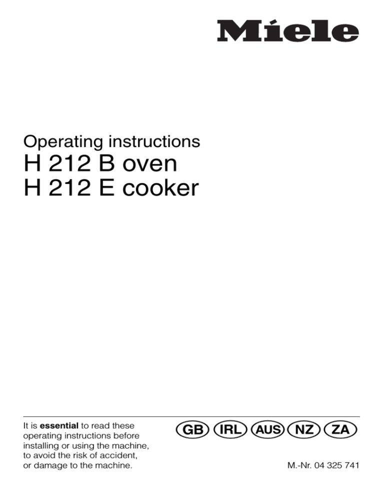 Miele H 212 E Operating Instructions Manualzz