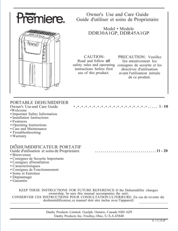 Danby Premiere DDR30A1GP Operating instructions | Manualzz