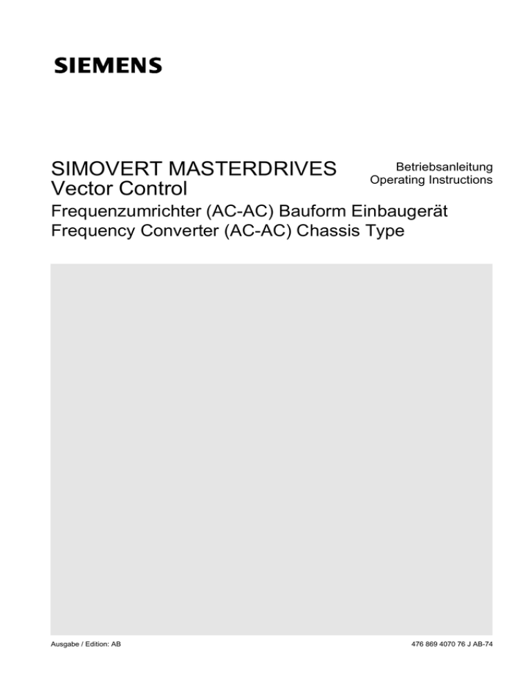 Vector Simovert Masterdrives 6se70 Vc Operating Instructions Manualzz