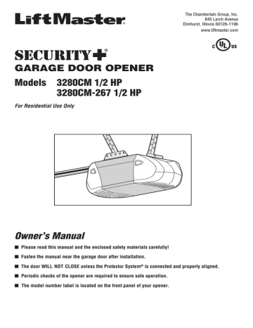 Security + 3280CM 1/2 HP Owner`s manual | Manualzz