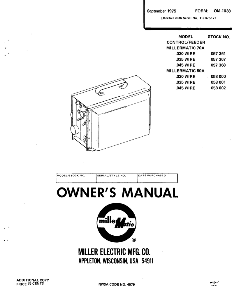 Miller Cmf 80 Furnace Manual