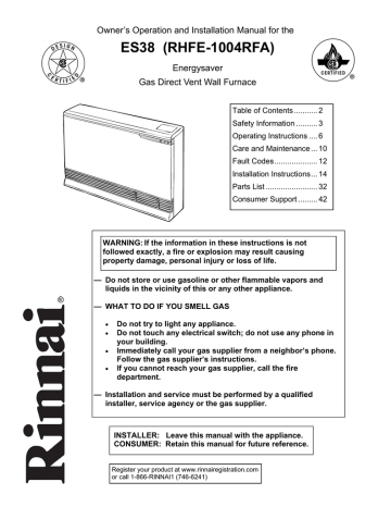 Rinnai RHFE-1004FA Installation manual | Manualzz