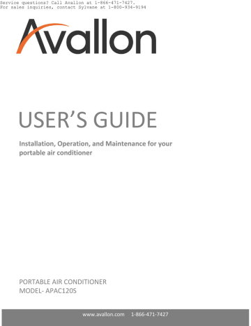 User's Guide | Avallon APAC120S User`s guide | Manualzz
