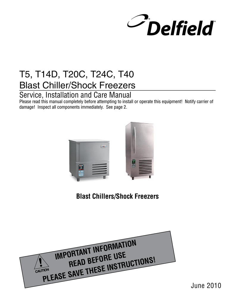 Delfield Blast Chillers/Shock Freezers Operating instructions | manualzz.com