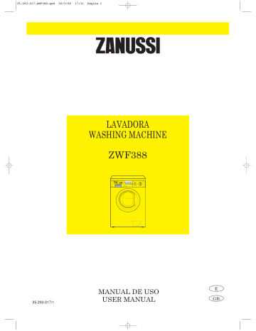 Zanussi | Manual de usuario | LAVADORA WASHING MACHINE ZWF388 | Manualzz