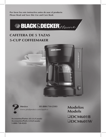 Black and Decker Appliances DCM601W 5-CUP COFFEEMAKER Use and Care Manual |  Manualzz