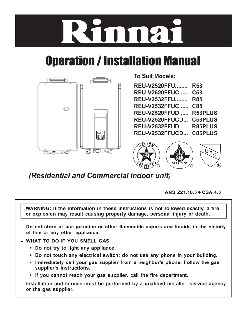 rinnai energysaver 1004f manual