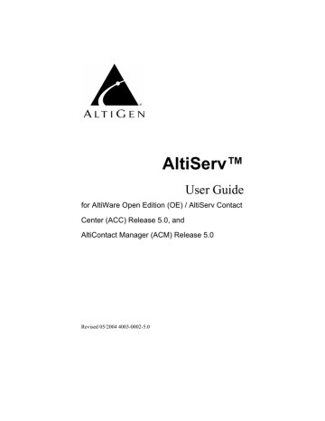 Altigen ACM 5.1 User guide | Manualzz