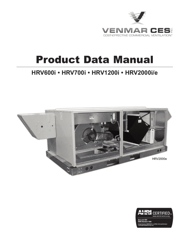 Venmar 1200 cfm Product data Manualzz