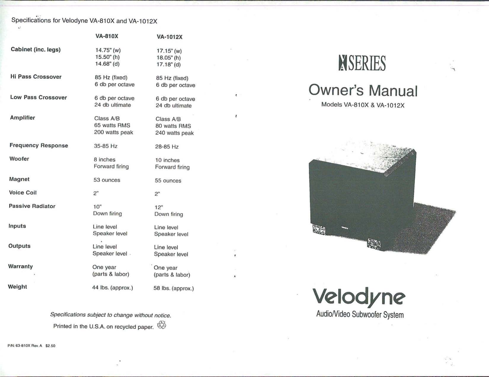 velodyne va1012xii