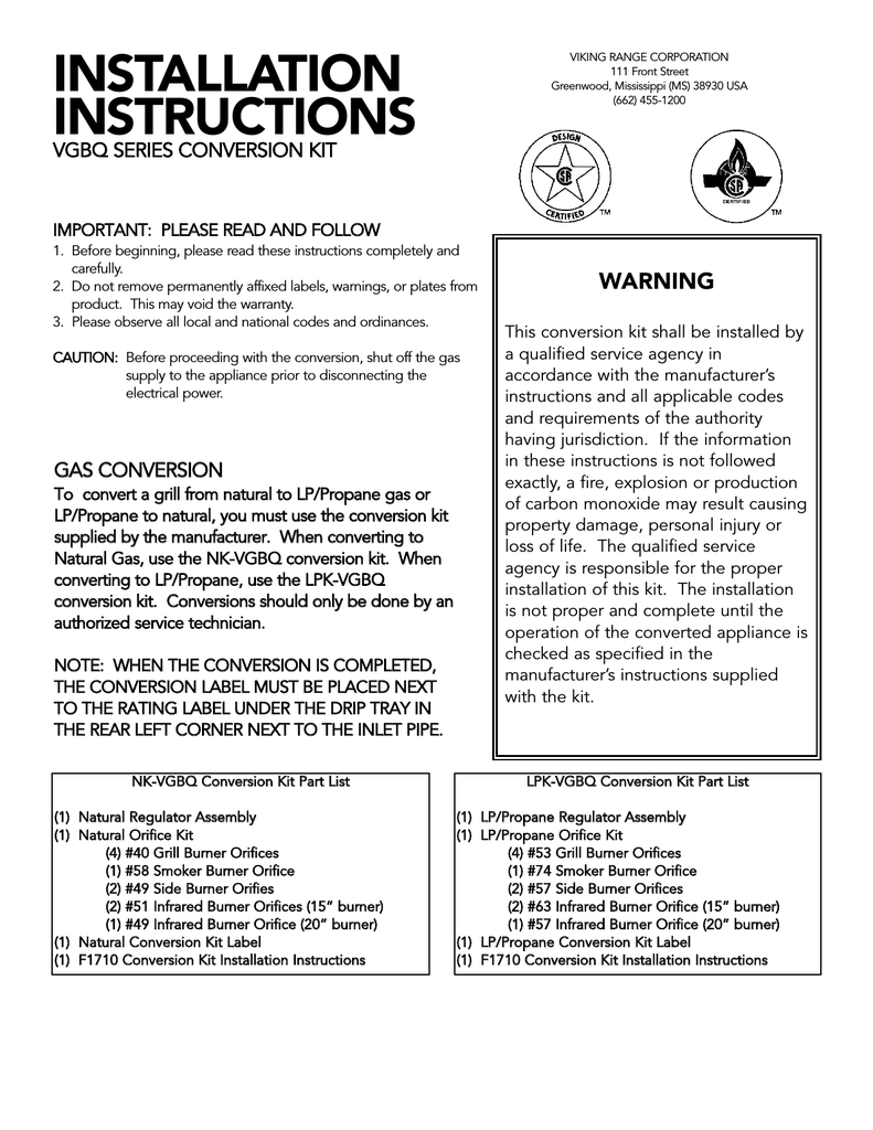 Propane Grill Orifice Chart