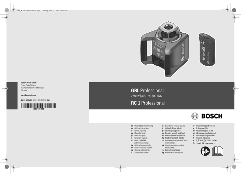 Bosch Grl 250 Hv Operating Instructions Manualzz